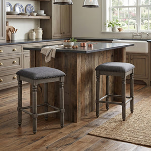 English Elm Arnhem Swivel Rubberwood Counter Stools Set of 2 with Nailhead Trim for Kitchen Islands T2574P164817