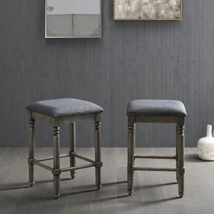 English Elm Arnhem Swivel Rubberwood Counter Stools Set of 2 with Nailhead Trim for Kitchen Islands T2574P164817