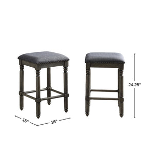 English Elm Arnhem Swivel Rubberwood Counter Stools Set of 2 with Nailhead Trim for Kitchen Islands T2574P164817
