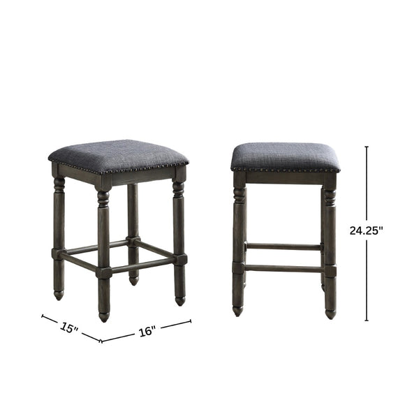 English Elm Arnhem Swivel Rubberwood Counter Stools Set of 2 with Nailhead Trim for Kitchen Islands T2574P164817