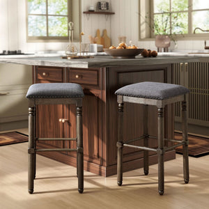 English Elm Arnhem Backless Rubberwood Barstools with Nailhead Trim for Kitchen Island or Home Bar T2574P164818