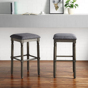 English Elm Arnhem Backless Rubberwood Barstools with Nailhead Trim for Kitchen Island or Home Bar T2574P164818