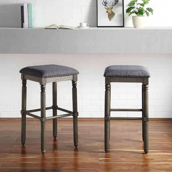 English Elm Arnhem Backless Rubberwood Barstools with Nailhead Trim for Kitchen Island or Home Bar T2574P164818