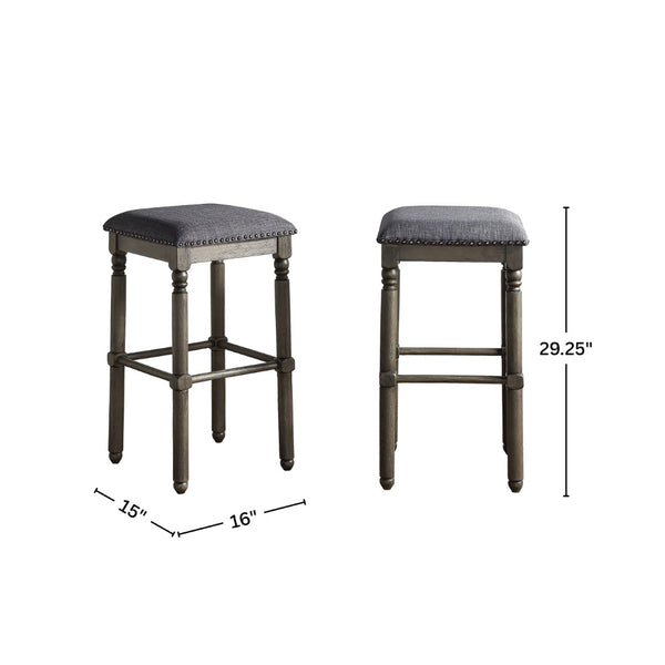English Elm Arnhem Backless Rubberwood Barstools with Nailhead Trim for Kitchen Island or Home Bar T2574P164818
