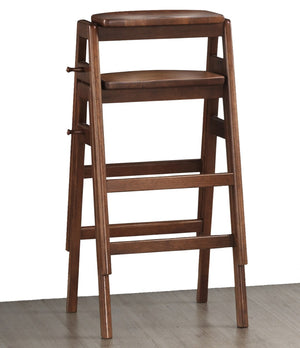 English Elm Malvern Mid-Century Walnut Stackable Barstools Solid Rubberwood Counter Height Set of 2 T2574P164823