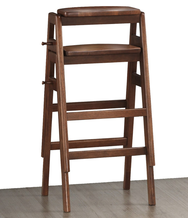 English Elm Malvern Mid-Century Walnut Stackable Barstools Solid Rubberwood Counter Height Set of 2 T2574P164823