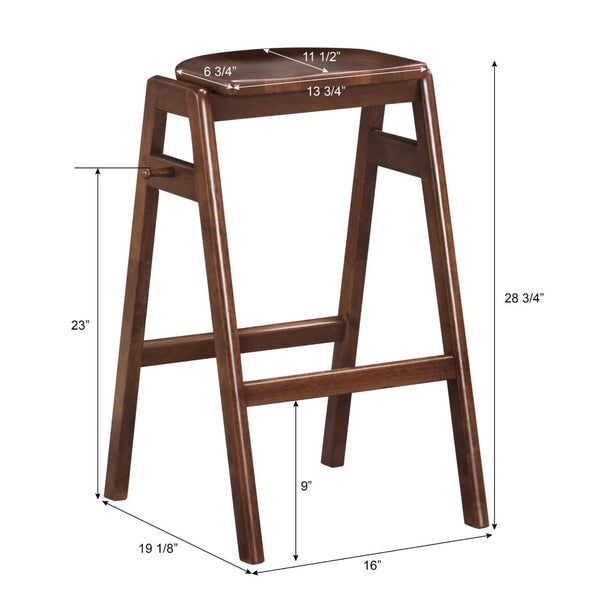 English Elm Malvern Mid-Century Walnut Stackable Barstools Solid Rubberwood Counter Height Set of 2 T2574P164823