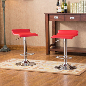 English Elm Contemporary Chrome Swivel Barstools with Pneumatic Lift Faux Leather Seat Set Red T2574P164825