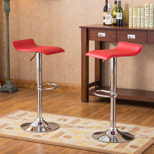English Elm Contemporary Chrome Swivel Barstools with Pneumatic Lift Faux Leather Seat Set Red T2574P164825
