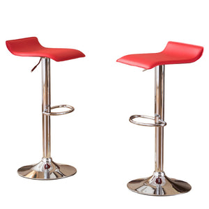 English Elm Contemporary Chrome Swivel Barstools with Pneumatic Lift Faux Leather Seat Set Red T2574P164825