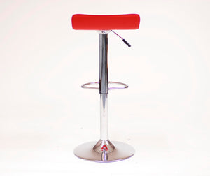 English Elm Contemporary Chrome Swivel Barstools with Pneumatic Lift Faux Leather Seat Set Red T2574P164825