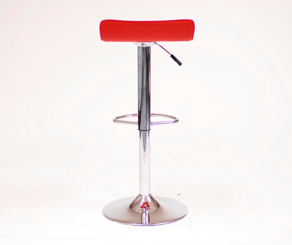English Elm Contemporary Chrome Swivel Barstools with Pneumatic Lift Faux Leather Seat Set Red T2574P164825
