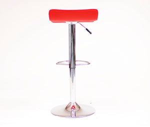English Elm Contemporary Chrome Swivel Barstools with Pneumatic Lift Faux Leather Seat Set Red T2574P164825