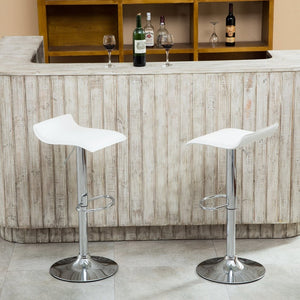 English Elm Contemporary Chrome Swivel Barstools with Pneumatic Lift Faux Leather Seat Set White T2574P164826