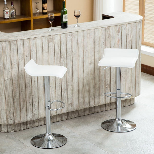 English Elm Contemporary Chrome Swivel Barstools with Pneumatic Lift Faux Leather Seat Set White T2574P164826