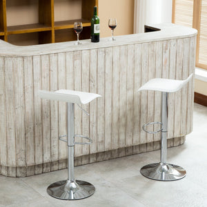 English Elm Contemporary Chrome Swivel Barstools with Pneumatic Lift Faux Leather Seat Set White T2574P164826