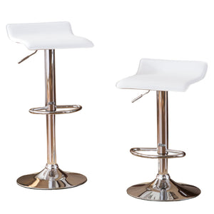 English Elm Contemporary Chrome Swivel Barstools with Pneumatic Lift Faux Leather Seat Set White T2574P164826