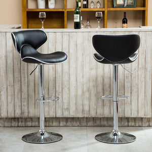 English Elm Masaccio Faux Leather Swivel Barstools with Adjustable Chrome Base Set of 2 Black T2574P164831