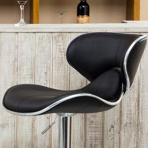 English Elm Masaccio Faux Leather Swivel Barstools with Adjustable Chrome Base Set of 2 Black T2574P164831