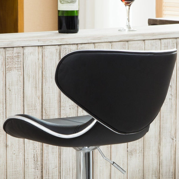 English Elm Masaccio Faux Leather Swivel Barstools with Adjustable Chrome Base Set of 2 Black T2574P164831