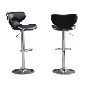 English Elm Masaccio Faux Leather Swivel Barstools with Adjustable Chrome Base Set of 2 Black T2574P164831