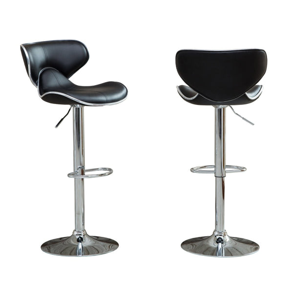 English Elm Masaccio Faux Leather Swivel Barstools with Adjustable Chrome Base Set of 2 Black T2574P164831