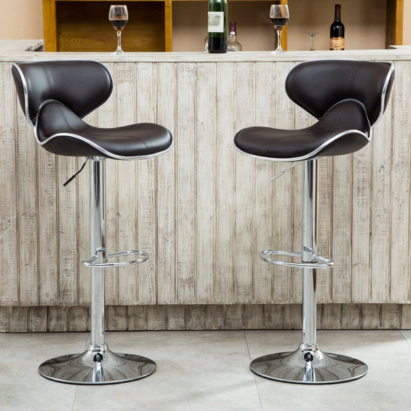 English Elm Masaccio Faux Leather Swivel Barstools with Adjustable Chrome Base Set of 2 Dark Brown T2574P164832
