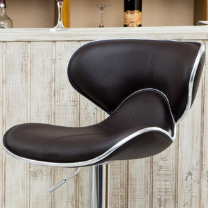 English Elm Masaccio Faux Leather Swivel Barstools with Adjustable Chrome Base Set of 2 Dark Brown T2574P164832