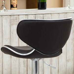 English Elm Masaccio Faux Leather Swivel Barstools with Adjustable Chrome Base Set of 2 Dark Brown T2574P164832