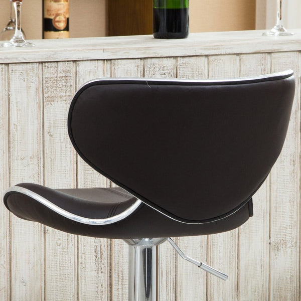 English Elm Masaccio Faux Leather Swivel Barstools with Adjustable Chrome Base Set of 2 Dark Brown T2574P164832