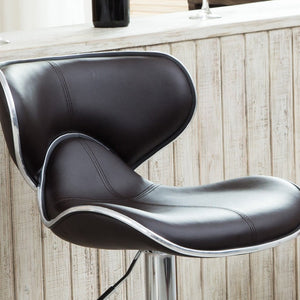 English Elm Masaccio Faux Leather Swivel Barstools with Adjustable Chrome Base Set of 2 Dark Brown T2574P164832
