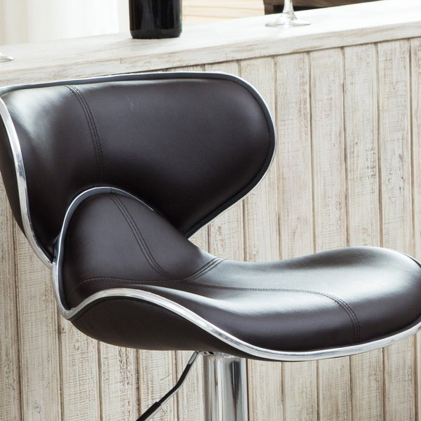 English Elm Masaccio Faux Leather Swivel Barstools with Adjustable Chrome Base Set of 2 Dark Brown T2574P164832