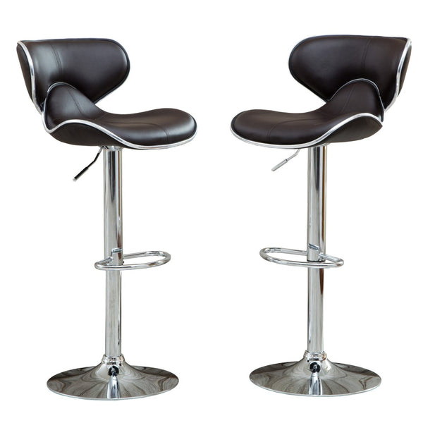 English Elm Masaccio Faux Leather Swivel Barstools with Adjustable Chrome Base Set of 2 Dark Brown T2574P164832