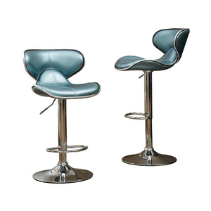English Elm Masaccio Faux Leather Swivel Barstools with Adjustable Airlift and Polished Chrome Base Blue T2574P164833