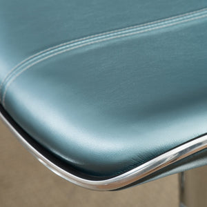 English Elm Masaccio Faux Leather Swivel Barstools with Adjustable Airlift and Polished Chrome Base Blue T2574P164833