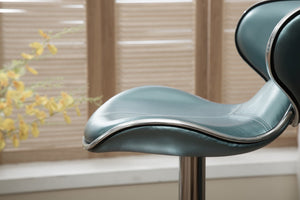 English Elm Masaccio Faux Leather Swivel Barstools with Adjustable Airlift and Polished Chrome Base Blue T2574P164833
