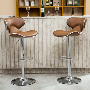 English Elm Masaccio Faux Leather Swivel Barstools with Airlift Chrome Base for Kitchen Islands T2574P164834