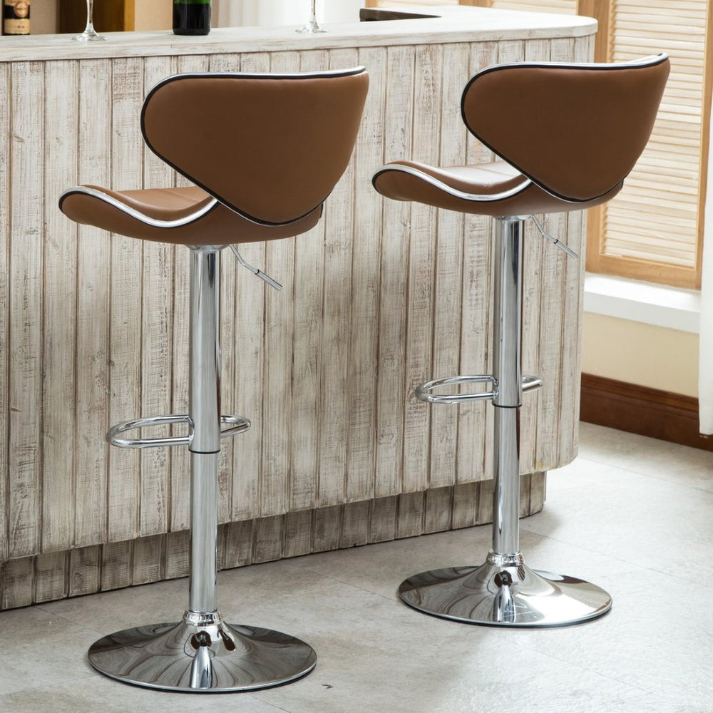 English Elm Masaccio Faux Leather Swivel Barstools with Airlift Chrome Base for Kitchen Islands T2574P164834