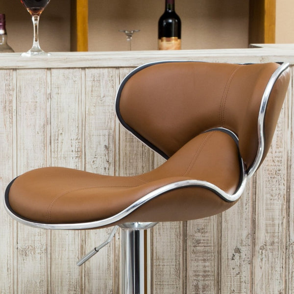 English Elm Masaccio Faux Leather Swivel Barstools with Airlift Chrome Base for Kitchen Islands T2574P164834