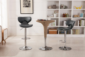 English Elm Masaccio Faux Leather Swivel Barstools with Adjustable Airlift and Polished Chrome Base Gray T2574P164835