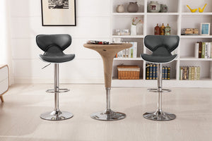 English Elm Masaccio Faux Leather Swivel Barstools with Adjustable Airlift and Polished Chrome Base Gray T2574P164835