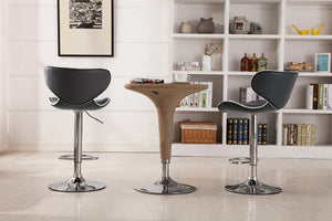 English Elm Masaccio Faux Leather Swivel Barstools with Adjustable Airlift and Polished Chrome Base Gray T2574P164835