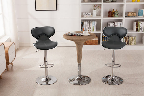 English Elm Masaccio Faux Leather Swivel Barstools with Adjustable Airlift and Polished Chrome Base Gray T2574P164835