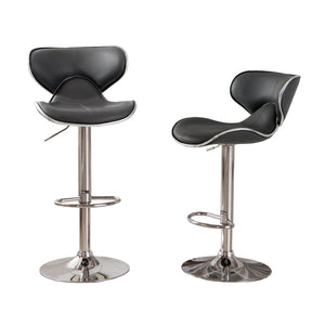 English Elm Masaccio Faux Leather Swivel Barstools with Adjustable Airlift and Polished Chrome Base Gray T2574P164835