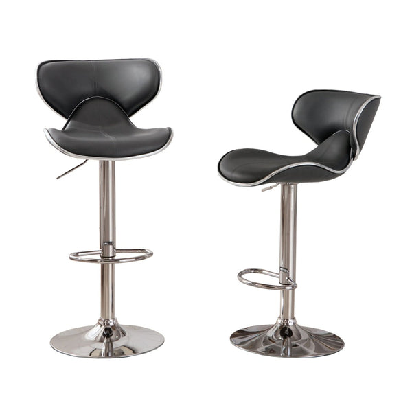 English Elm Masaccio Faux Leather Swivel Barstools with Adjustable Airlift and Polished Chrome Base Gray T2574P164835
