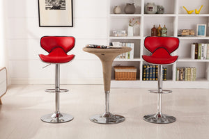 English Elm Masaccio Faux Leather Swivel Barstools with Adjustable Airlift and Polished Chrome Base Red T2574P164836