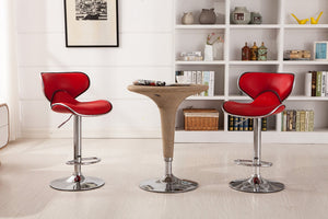 English Elm Masaccio Faux Leather Swivel Barstools with Adjustable Airlift and Polished Chrome Base Red T2574P164836