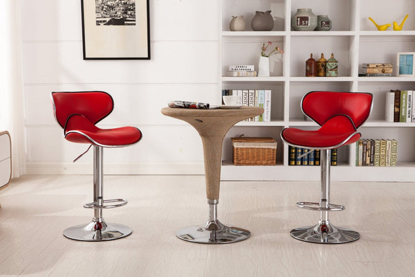 English Elm Masaccio Faux Leather Swivel Barstools with Adjustable Airlift and Polished Chrome Base Red T2574P164836