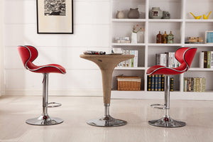 English Elm Masaccio Faux Leather Swivel Barstools with Adjustable Airlift and Polished Chrome Base Red T2574P164836