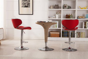 English Elm Masaccio Faux Leather Swivel Barstools with Adjustable Airlift and Polished Chrome Base Red T2574P164836